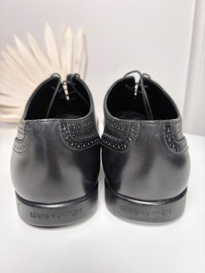 Louis Vuitton Black Leather Solid Size 8 Cowhide Men's Shoes