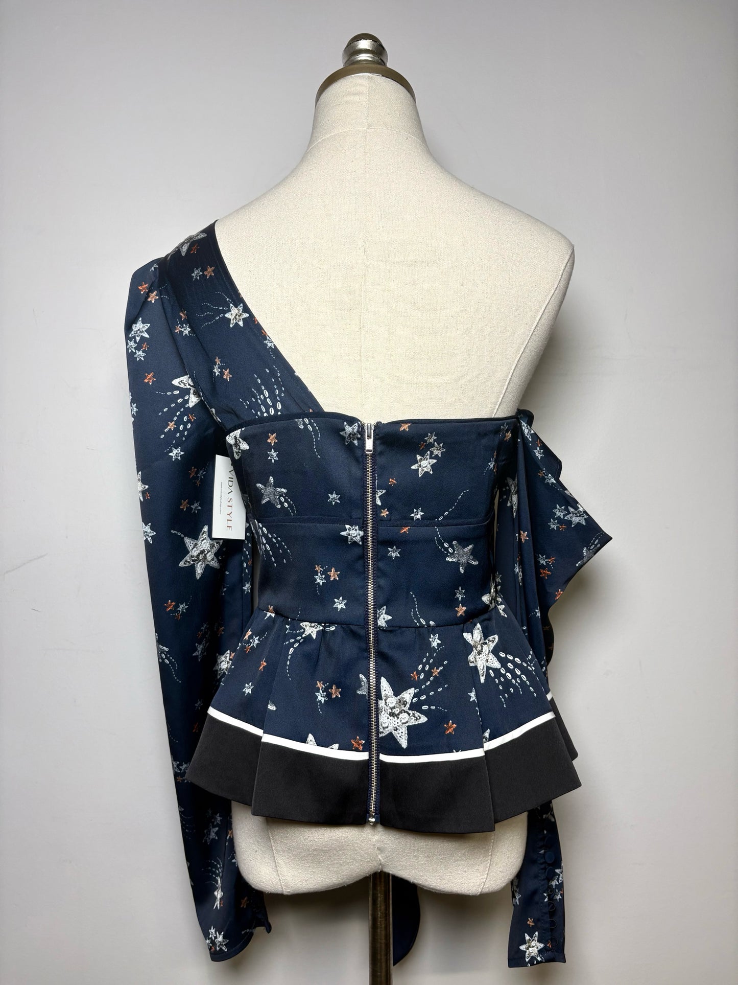 Women Size 8 Self-Portrait Navy Stars Polyester Women's NWOT Blouse