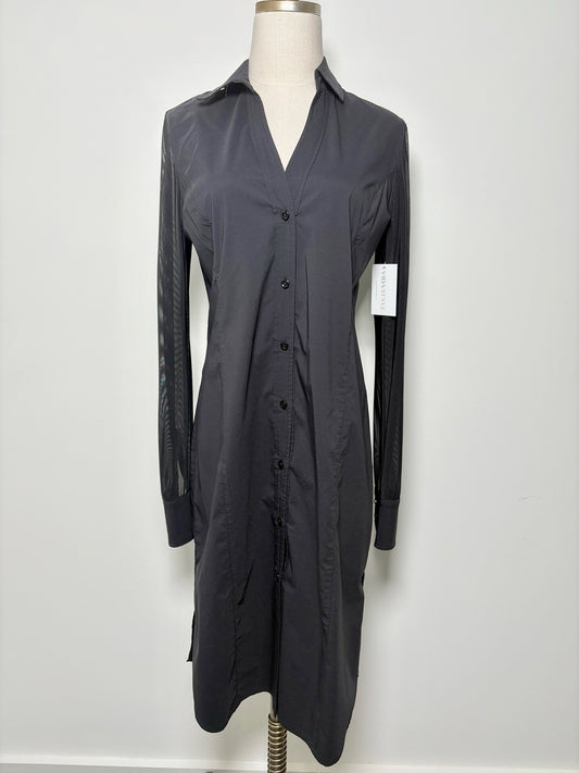 Women Size M Anatomie Black Midi Long Sheer Sleeves Dress