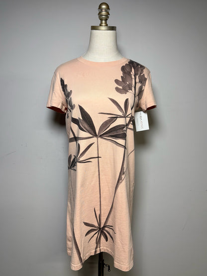 Women's Size S Desigual Peach & Black Floral Cotton Pre-Owned Short Sleeve Dress