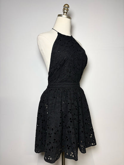 Women Size XS Zimmermann Black Eyelet Halter Dress