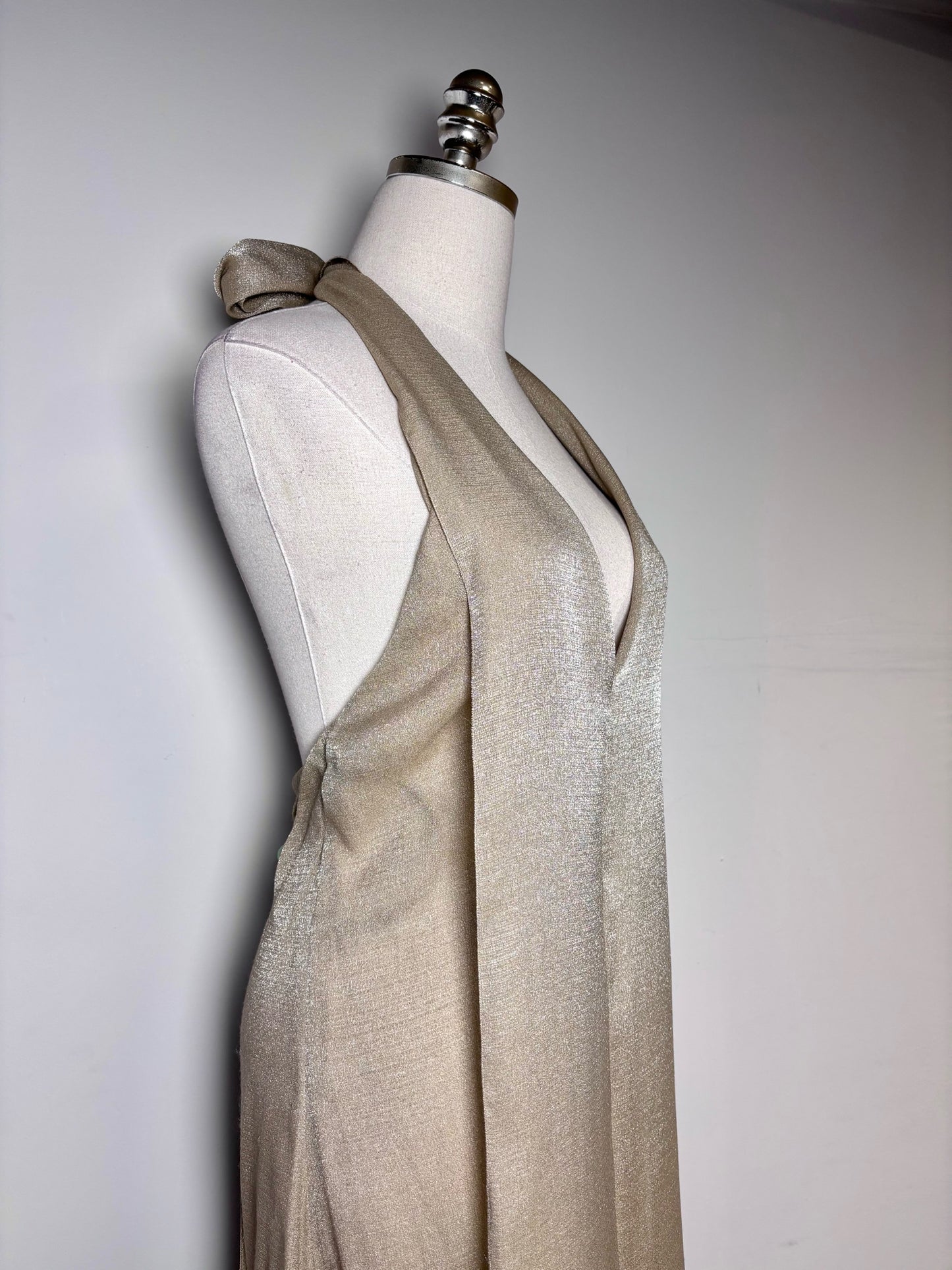 Chanel Boutique Spring 1999 Metallic Gold Gown - Vintage Pre-owned Size 38 (4)