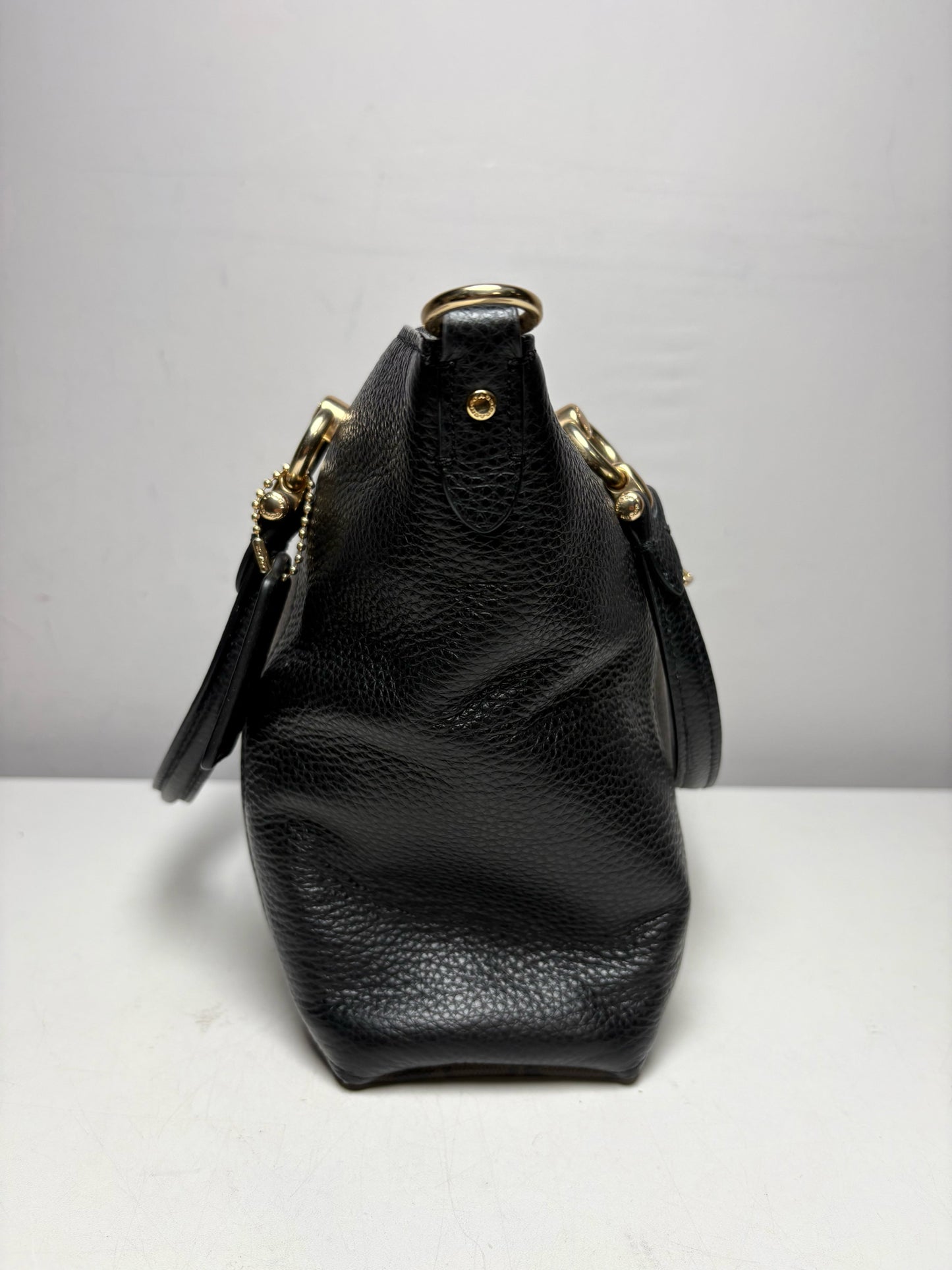 Women's Coach Kacey Brown & Black Signature Monogram Pebble Leather Pre-Owned Satchel Bag
