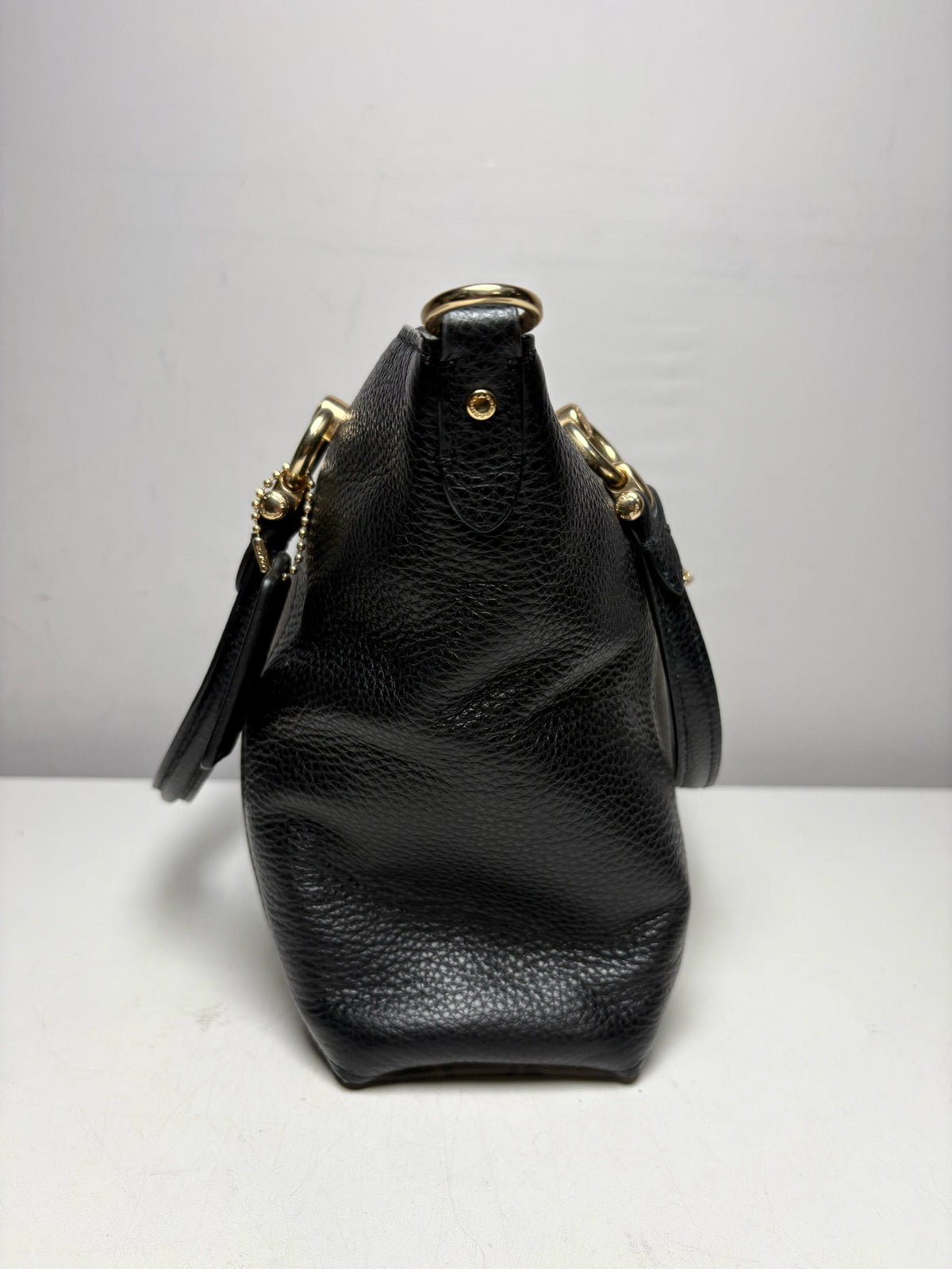 Women's Coach Kacey Brown & Black Signature Monogram Pebble Leather Pre-Owned Satchel Bag