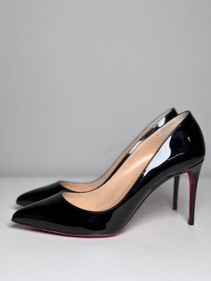 W Shoe Size 37.5 (7.5) Christian Louboutin Black Patent Leather Pre-owned Heels