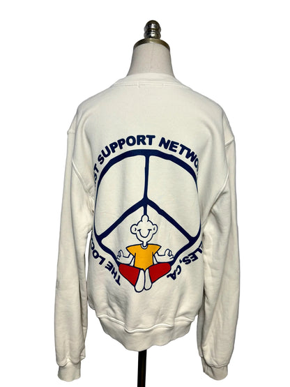Women's Size M Madhappy Cream Peace Sign Pure Cotton Pre-Owned Crewneck Sweater