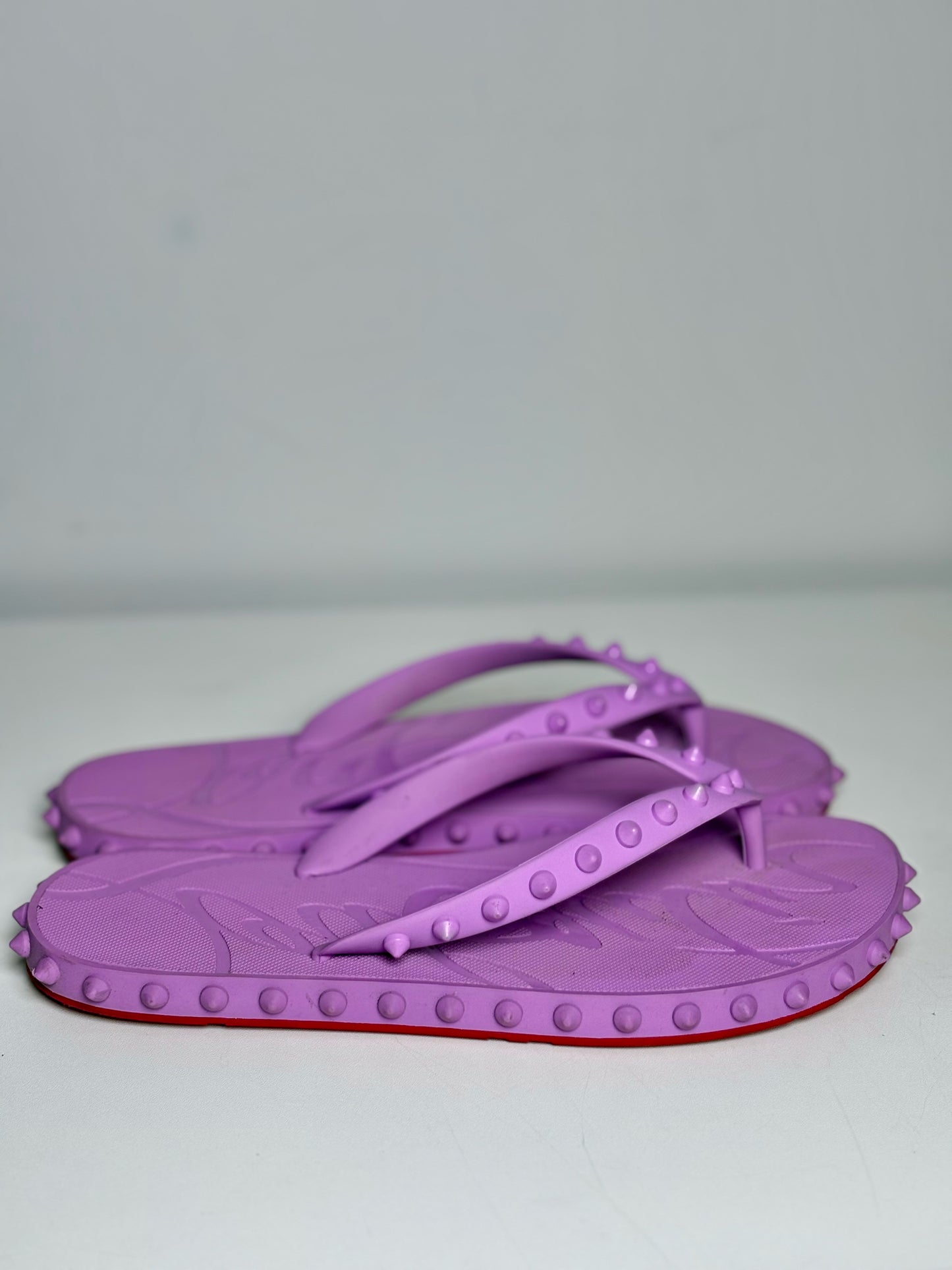 W Size 39 Christian Louboutin Super Flip Purple Rubber Studs Pre-owned