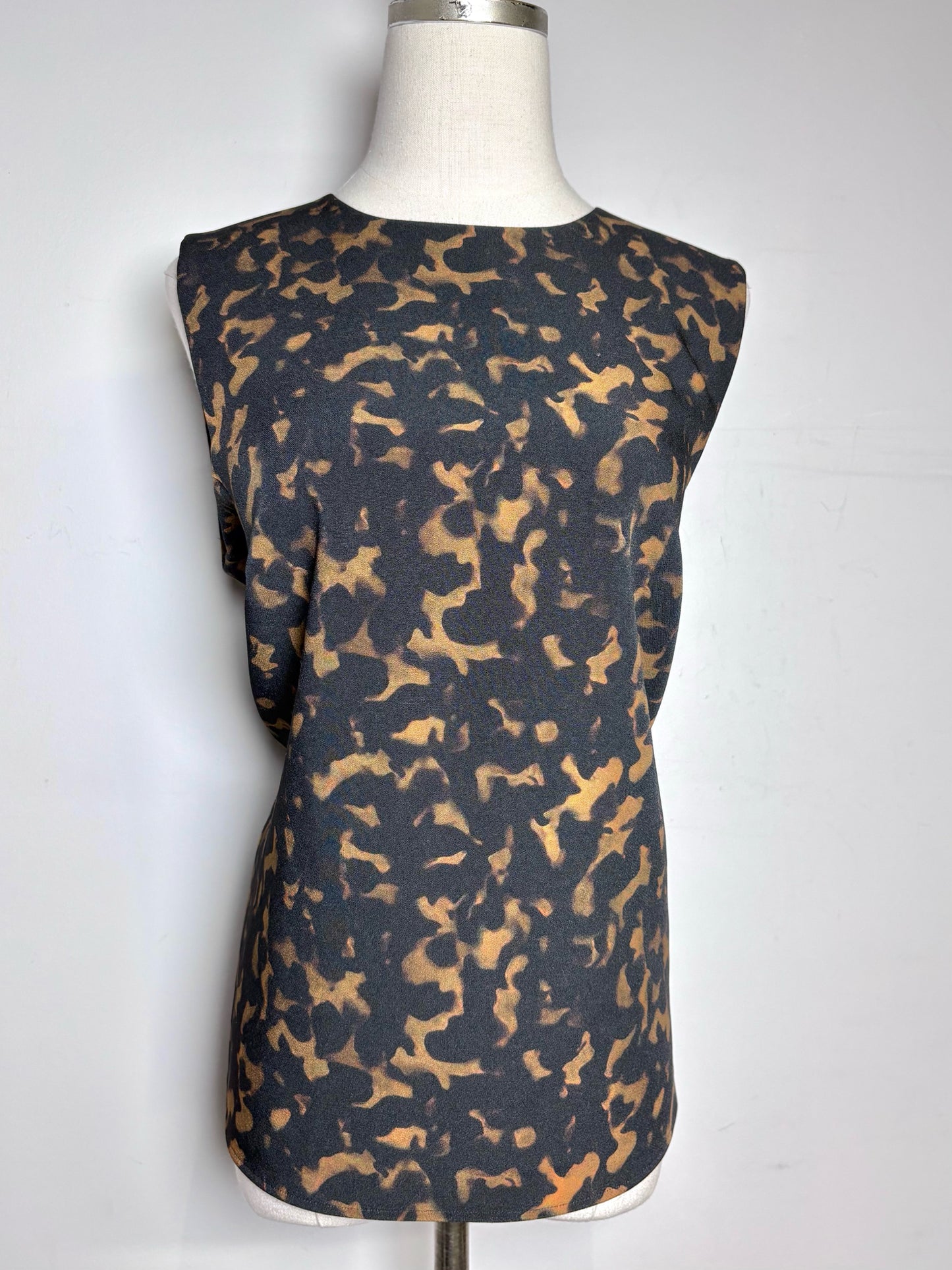 Women Size L Theory Black, Brown Abstract Print Sleeveless Top