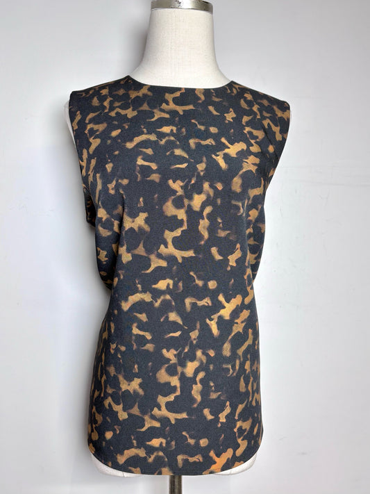 Women Size L Theory Black, Brown Abstract Print Sleeveless Top