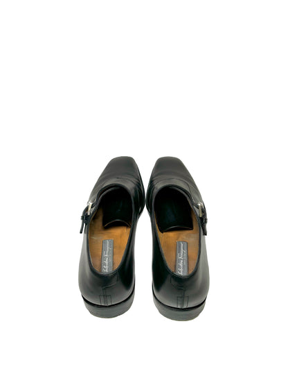 Salvatore Ferragamo Black Leather Solid Size 11 Cowhide Men's Shoes