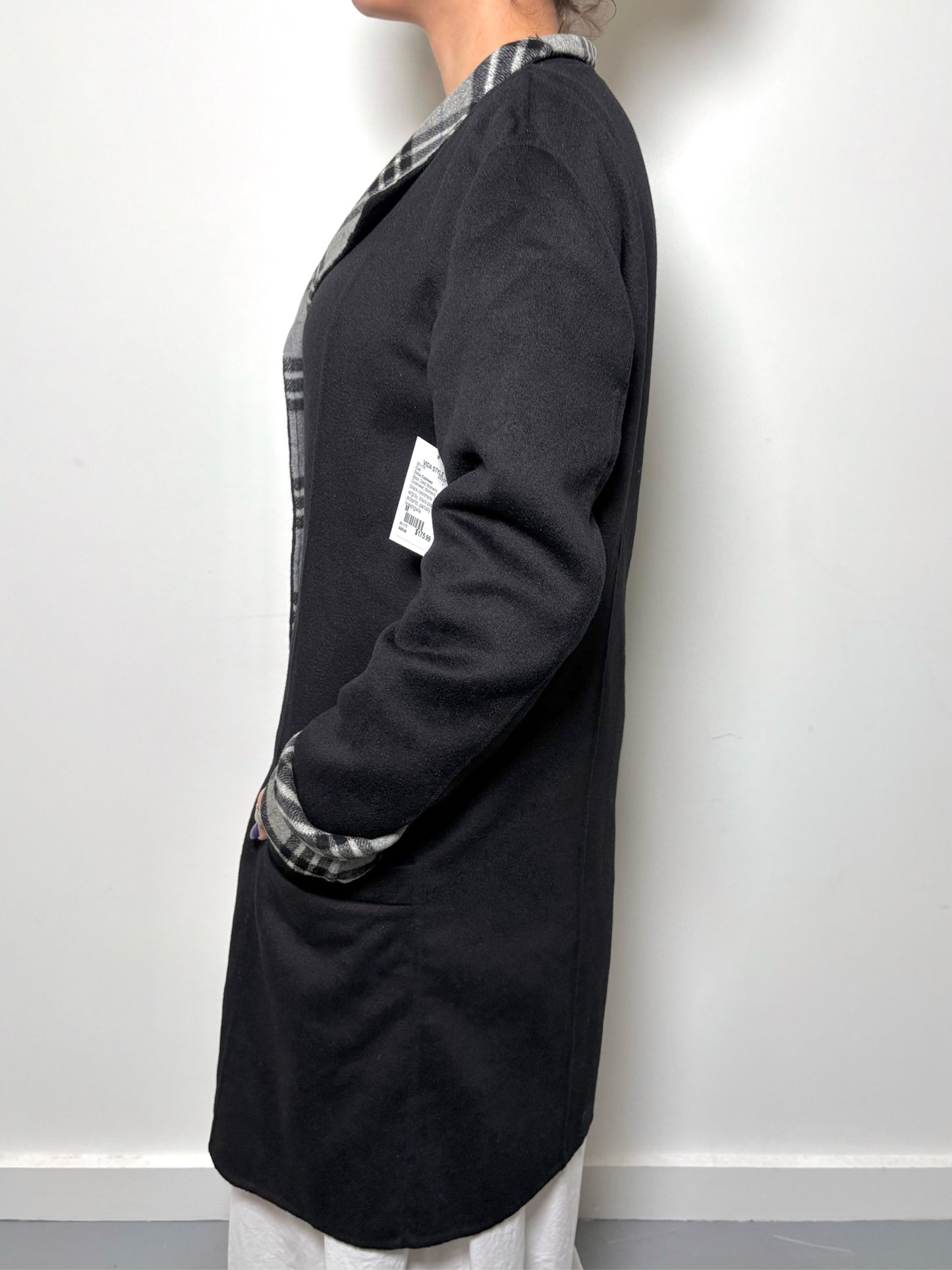 Women Size M Cirrus Cashmere Black, Mid-Length Coat