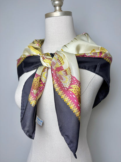 Salvatore Ferragamo Birds, Frogs, Stork, Silk Pre-owned Square Scarf