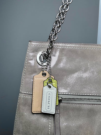 Coach #21199 Metallic Leather Pre-owned Taupe Cowhide Purse