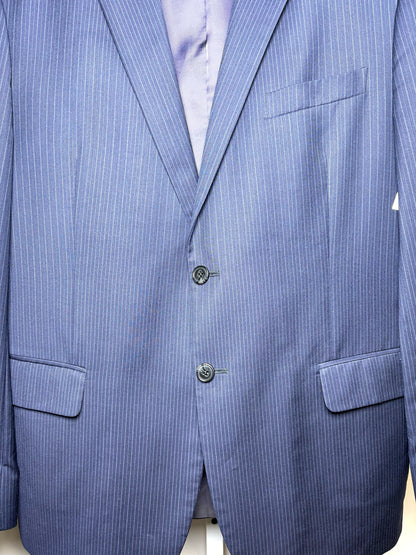 Ermenegildo Zegna Navy Wool, silk Stripe Men's Mens Size 44R Pre-owned Blazer