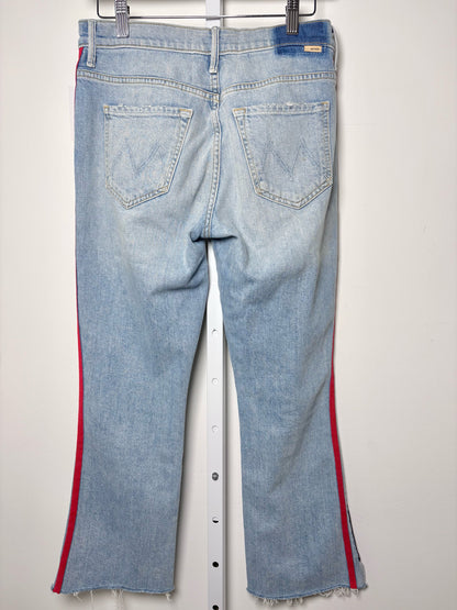 Women Size 27 (4) Mother Superior Light Blue w/ Striped Seams Denim Jeans