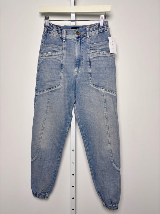 Women Size 26 retrofete Light Blue Solid Cotton Jeans
