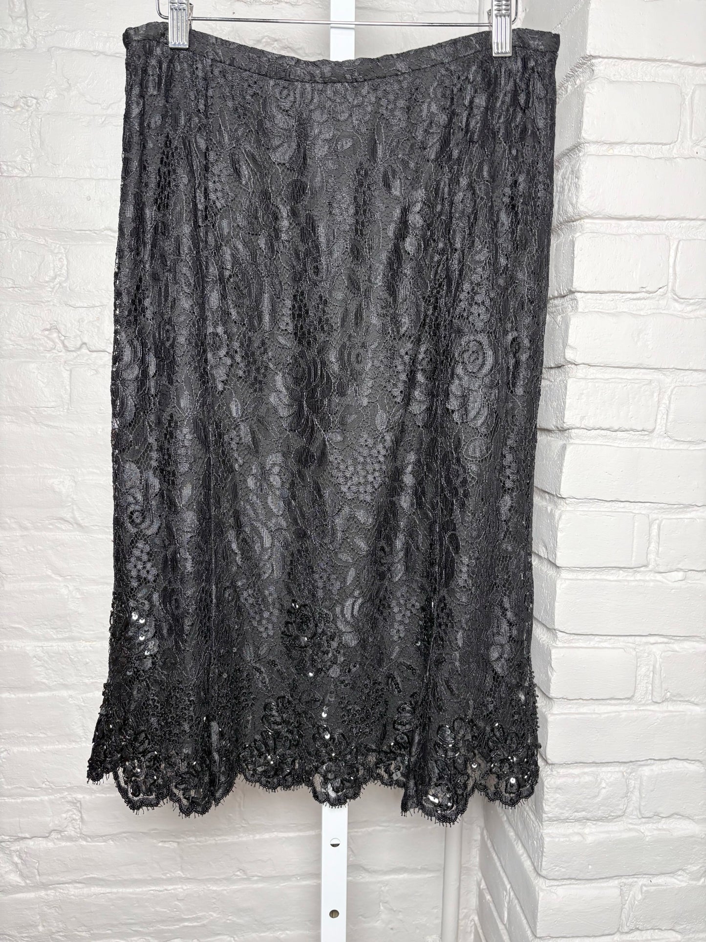 Women Size 10 Carlisle Black Lace Vintage Skirt