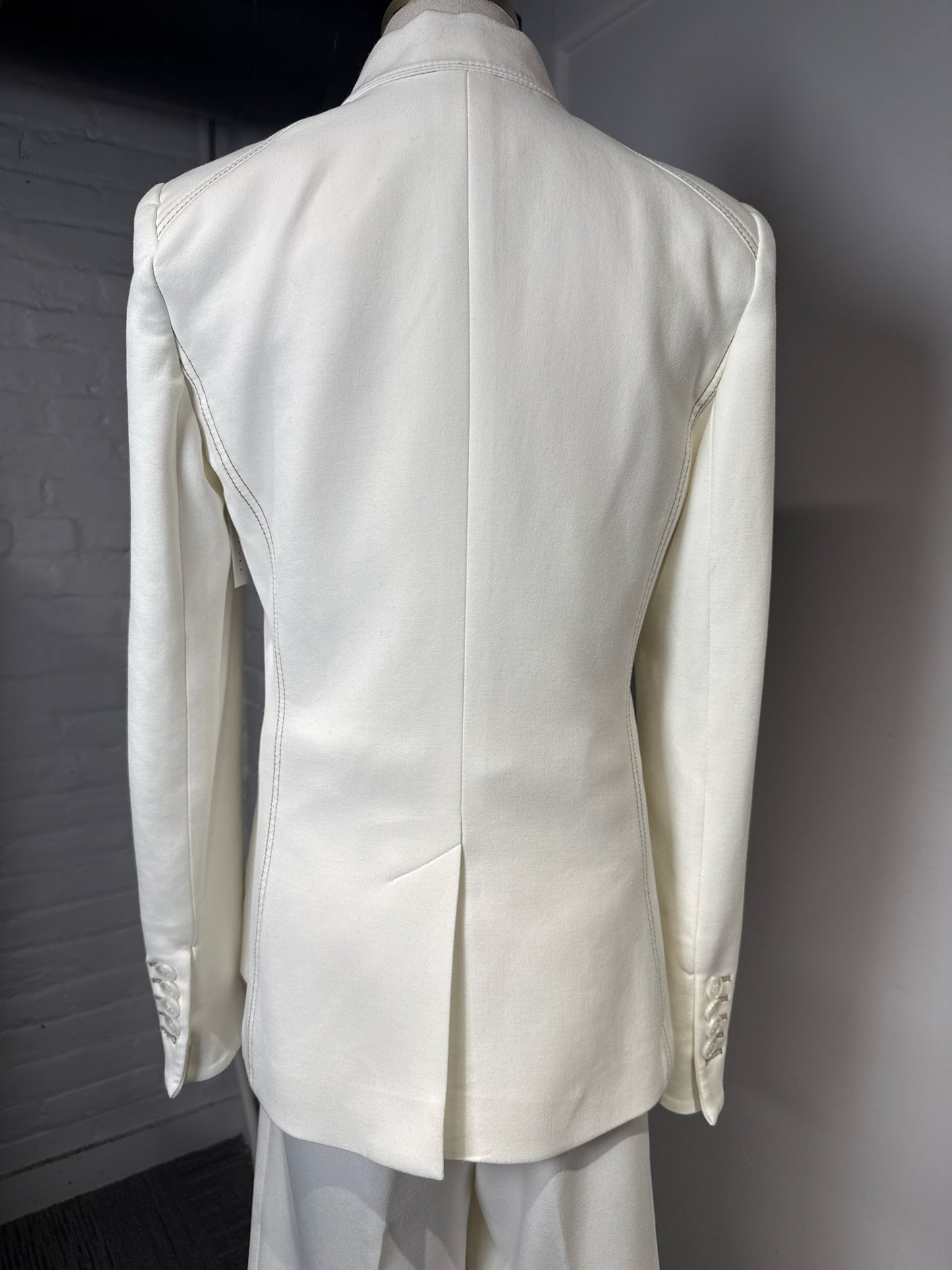Women Size 8 Veronica Beard Cream Dickey Blazer + Wide Leg Pants