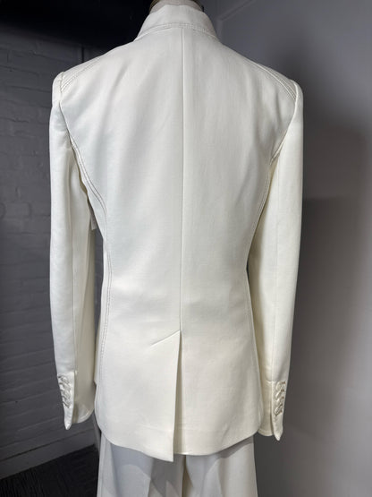 Women Size 8 Veronica Beard Cream Dickey Blazer + Wide Leg Pants