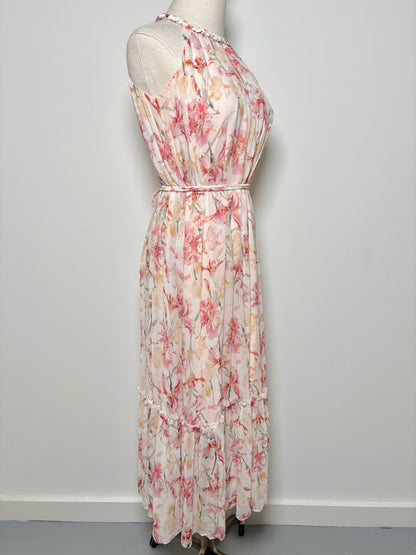 Women Size 2 Goelia White, pink, orange Floral Silk Dress