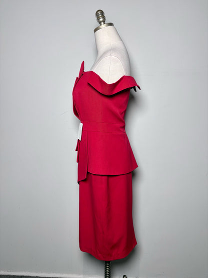 Women Size 6 Black Halo Red Solid Dress