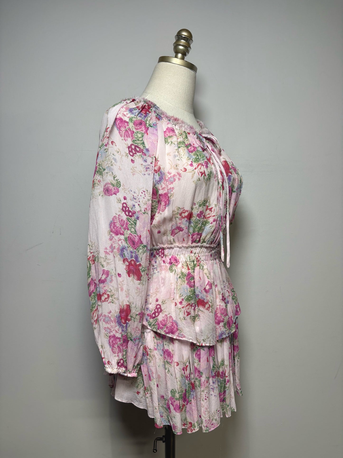 Women Size P LoveShackFancy Pink Floral Mini Dress Pre-owned
