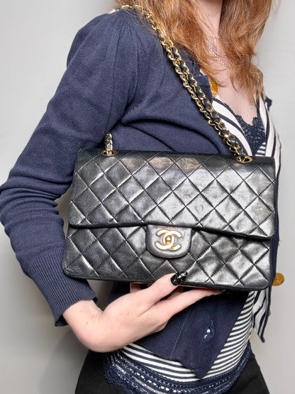 Chanel Quilted Vint Leather DoubleFlap Series 0 24K Gold-Plated Pre-owned Bag