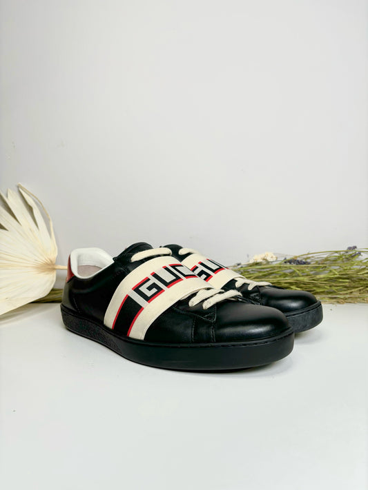Gucci Black Leather Size 7.5 Men's Shoes
