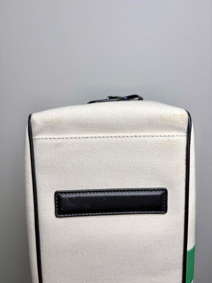 Tibi x Myriam Schaefer Colorblock Leather, Canvas Natural, Blue, Green Purse