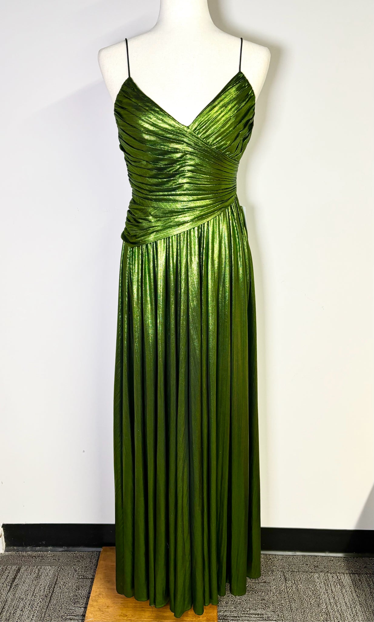 Women Size S Retrofete Green Metallic Gown