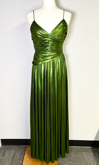 Women Size S Retrofete Green Metallic Gown