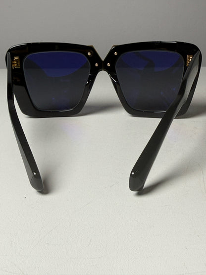 Valentino Garavani V Gold II Sunglasses Women's Pre-owned Black Acetate