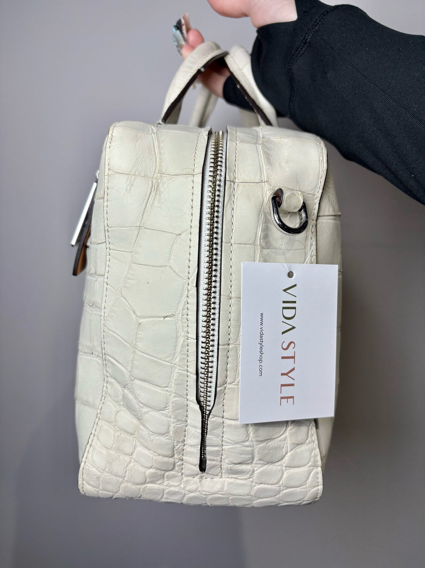 Coach Croc Embossed Leather Off-white Bleeker Purse