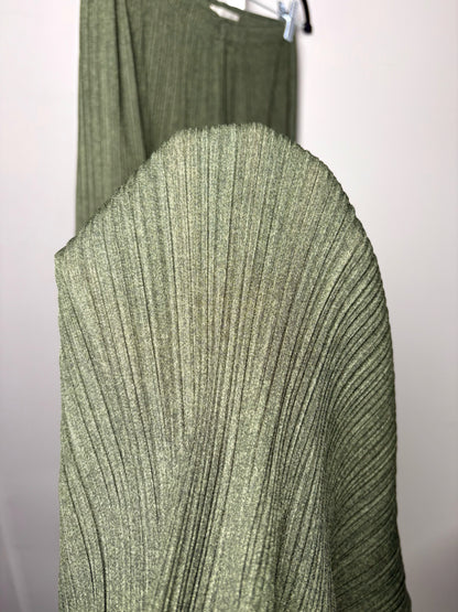 Women Size 5 (S/M) Pleats Please Issey Miyake Hunter Green Pleats Pants