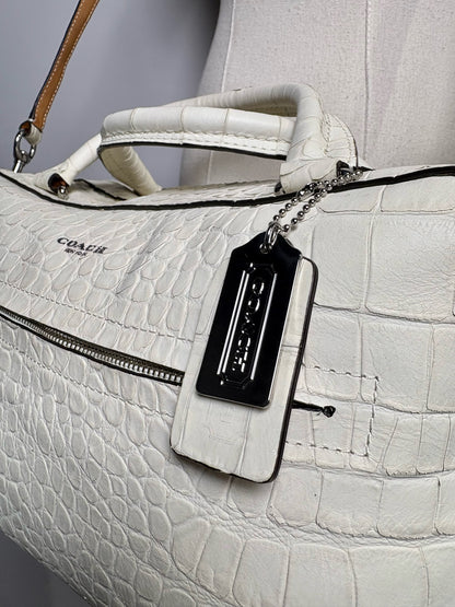 Coach Croc Embossed Leather Off-white Bleeker Purse