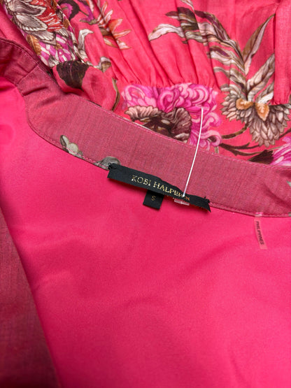 Women's Size S Kobi Halperin Pink Floral Pre-Owned Tiered Button-Down Dress