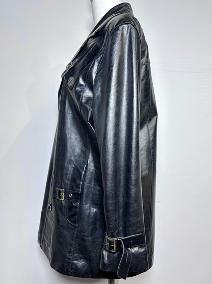 Women Size S Versace Couture Black Solid Lambskin Vintage Jacket