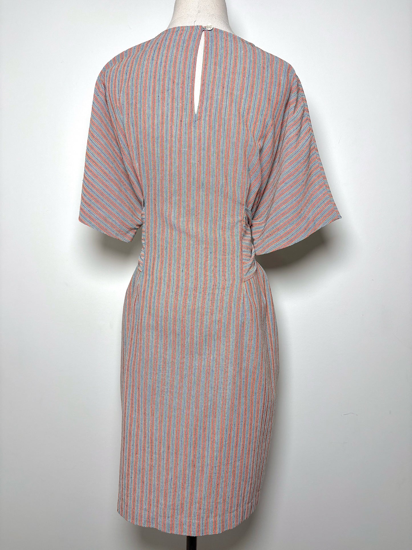 Women Size 2 (8/M) Megan Park Orange, Khaki, Black Striped Tassels Dress