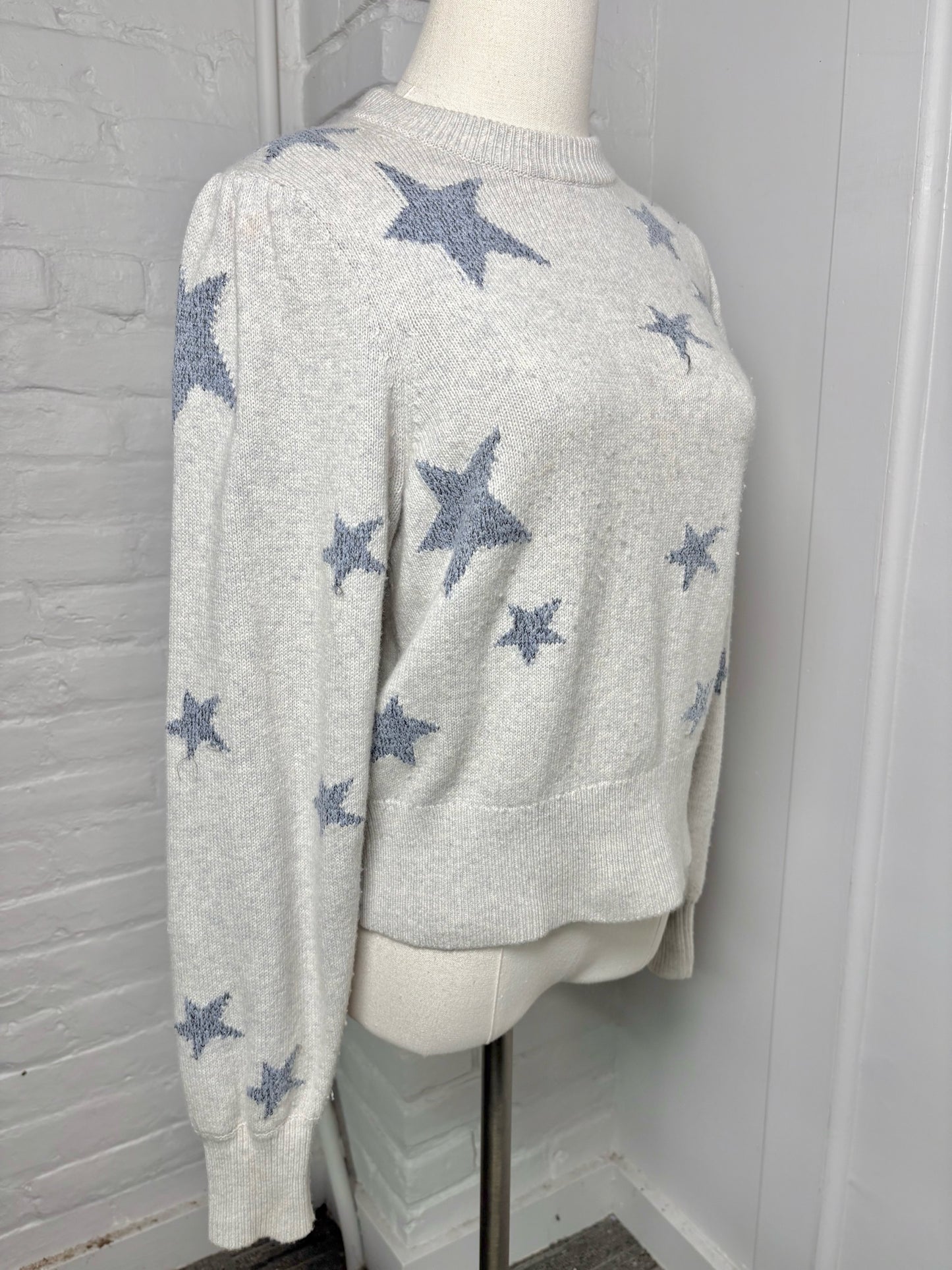 Women Size S Rebecca Taylor Gray Stars Wool Blend Sweater
