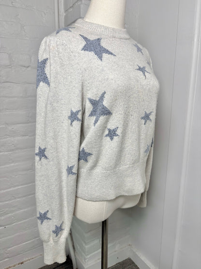 Women Size S Rebecca Taylor Gray Stars Wool Blend Sweater