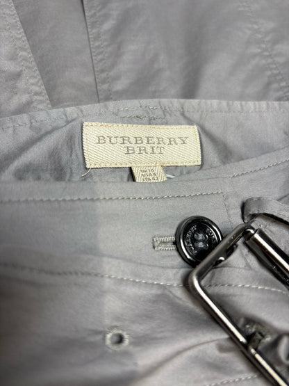 Women Size 8 Burberry Brit Taupe Pure Cotton Pre-Owned Mini Utility Skirt