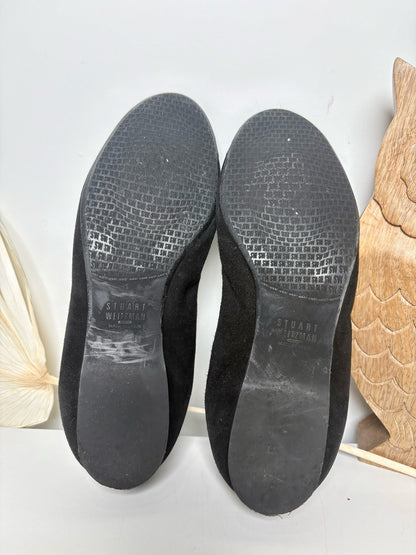 W Shoe Size 6.5 Stuart Weitzman Black Suede Pre-owned Flats