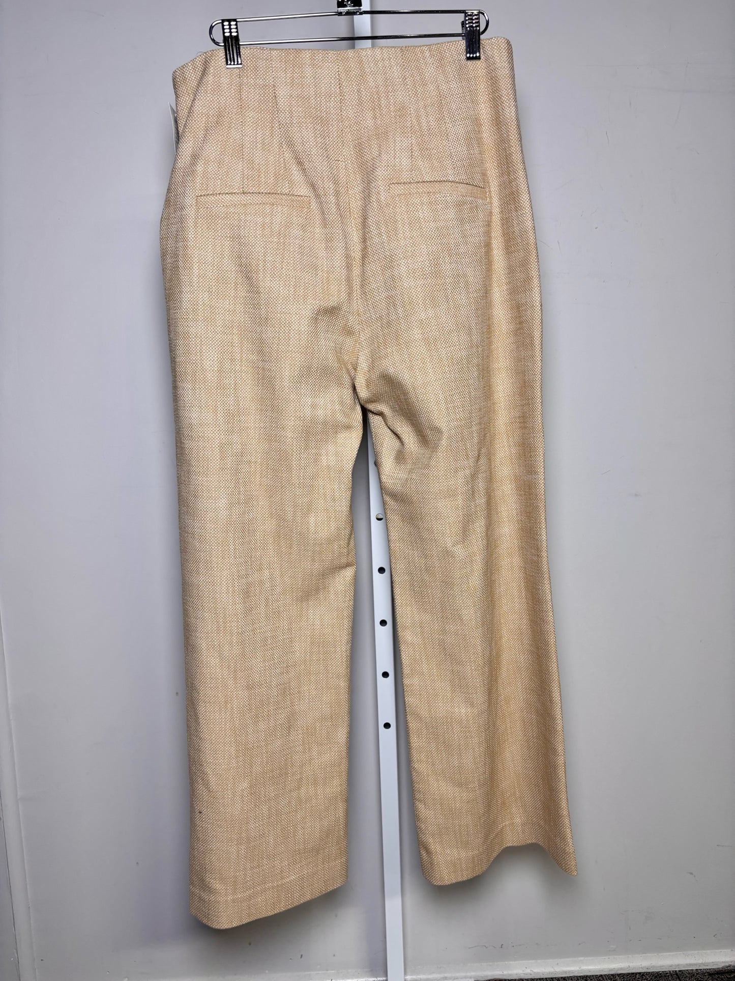 Women Size 10 Veronica Beard Tan Tweed Cotton Blend Wide Leg Pants Pre-Owned