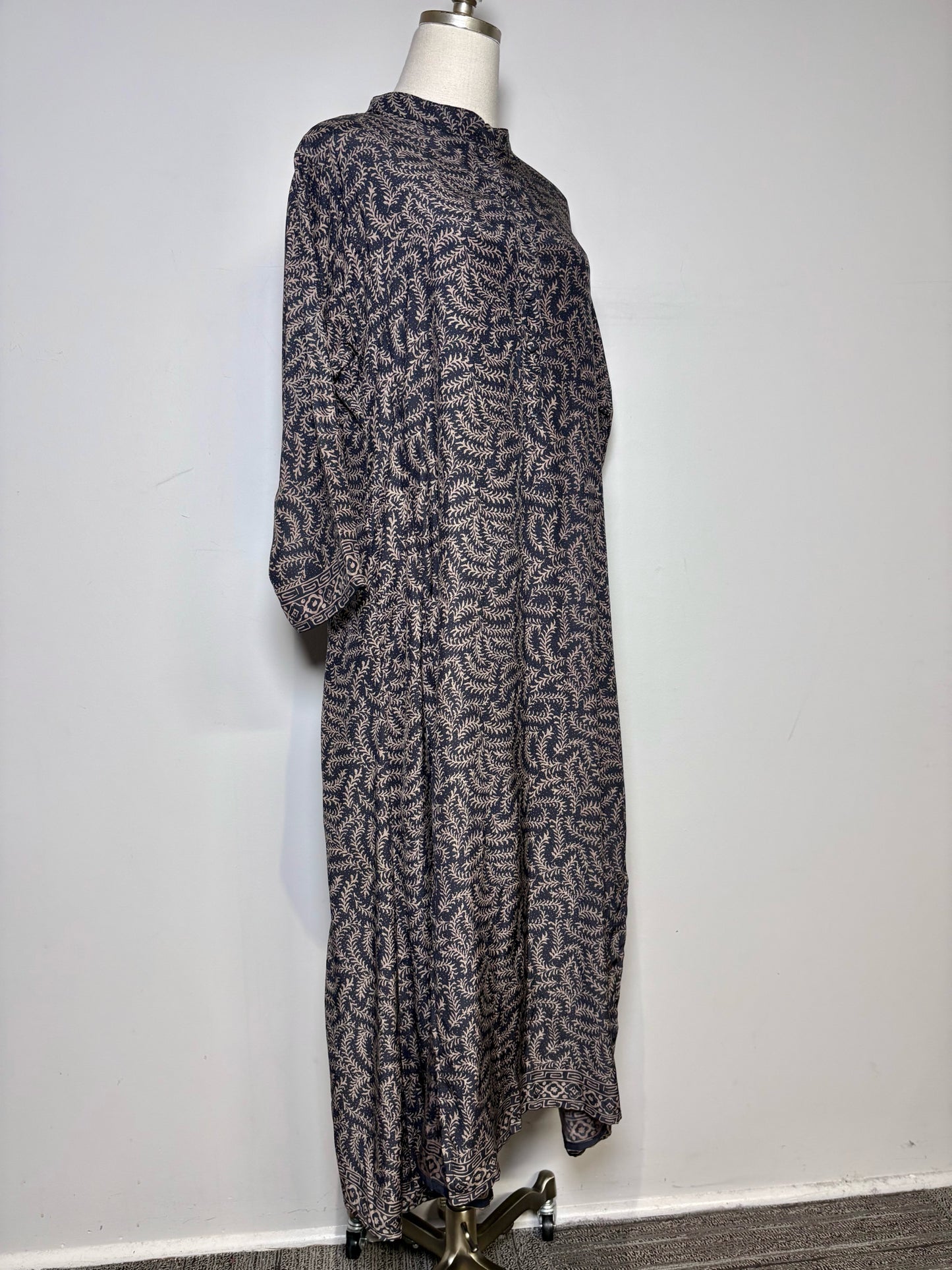 Women Size S Natalie Martin Black & Brown Foliage 100% Silk Women's Dress