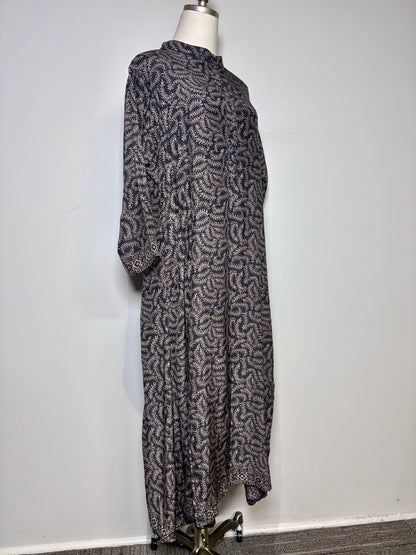 Women Size S Natalie Martin Black & Brown Foliage 100% Silk Women's Dress