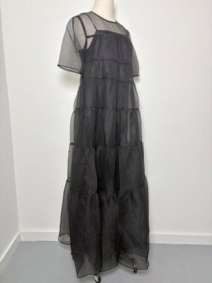 Women Size M Staud Black Organza Pre-owned Dress