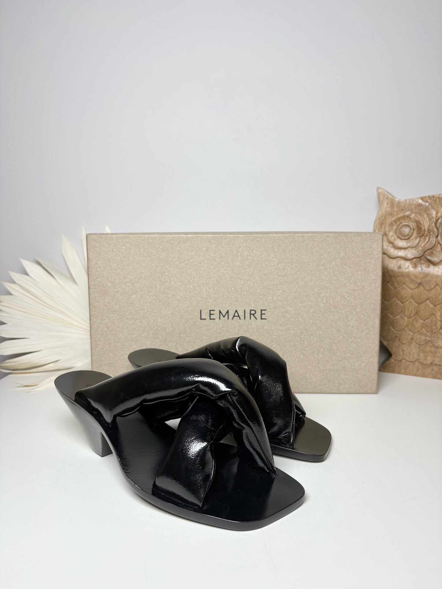 W Shoe Size 36 (5.5/6 US) Lemaire Black Leather Patent NWT Sandals