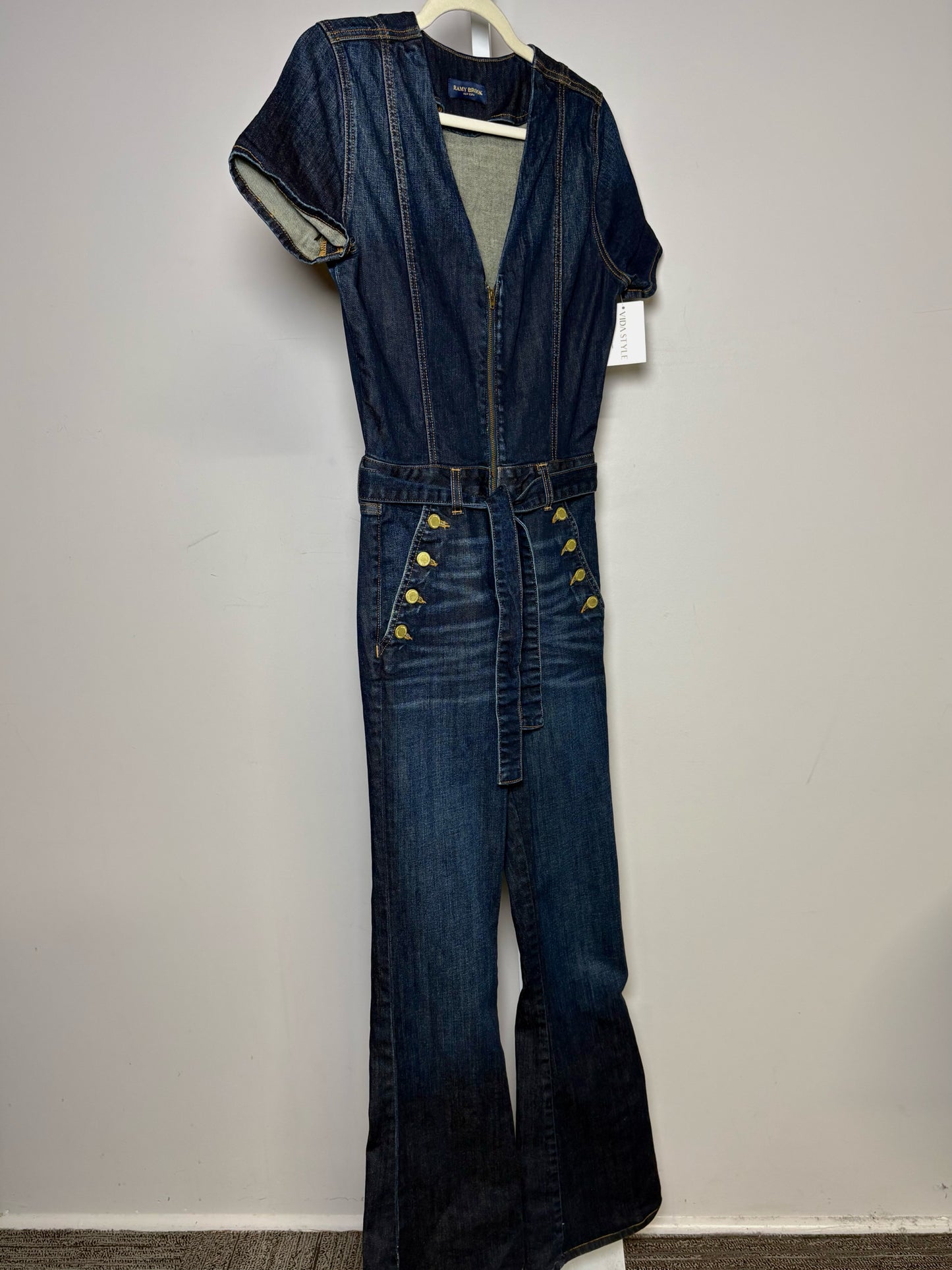 Women Size XS (Estimate) Ramy Brook Blue Sailor Front V-neck Pre-owned Jumpsuit