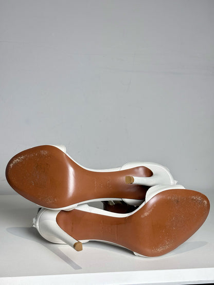 W Shoe Size 38 (8 US) Alaia La Bombe White Leather Women's Pre-owned Heels
