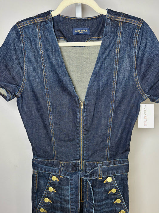 Women Size XS (Estimate) Ramy Brook Blue Sailor Front V-neck Pre-owned Jumpsuit